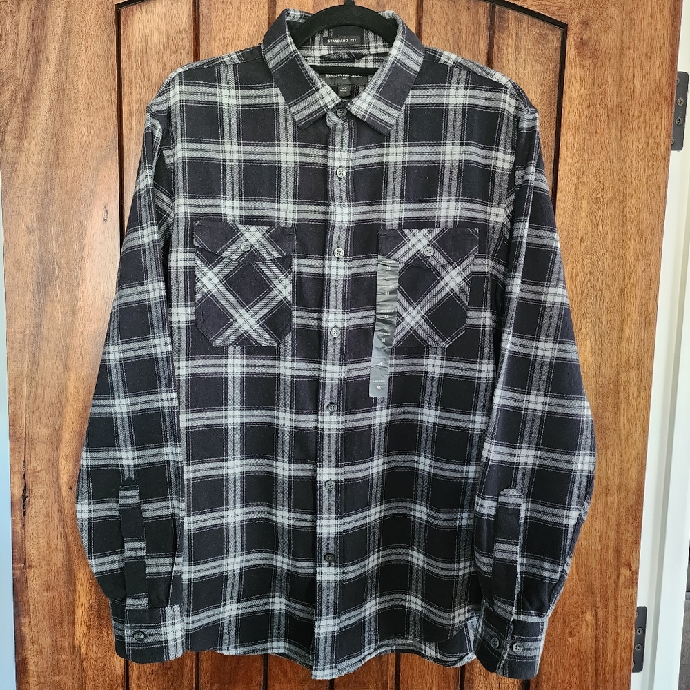 Banana Republic Black & White Flannel Shirt